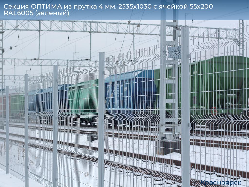 Секция ОПТИМА из прутка 4 мм, 2535x1030 с ячейкой 55х200 RAL6005 (зеленый), www.krasnoyarsk.doorhan.ru
