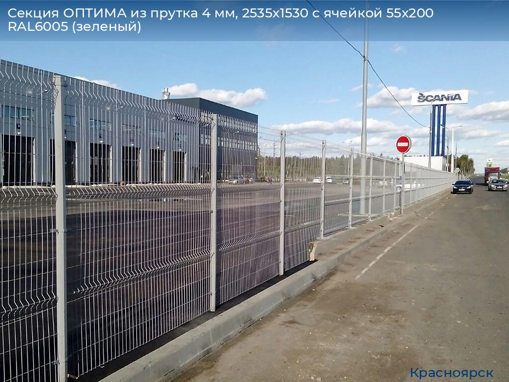 Секция ОПТИМА из прутка 4 мм, 2535x1530 с ячейкой 55х200 RAL6005 (зеленый), www.krasnoyarsk.doorhan.ru
