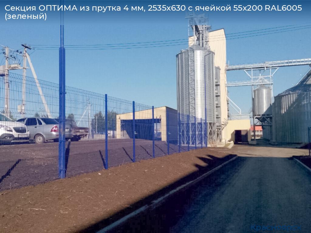 Секция ОПТИМА из прутка 4 мм, 2535x630 с ячейкой 55х200 RAL6005 (зеленый), www.krasnoyarsk.doorhan.ru