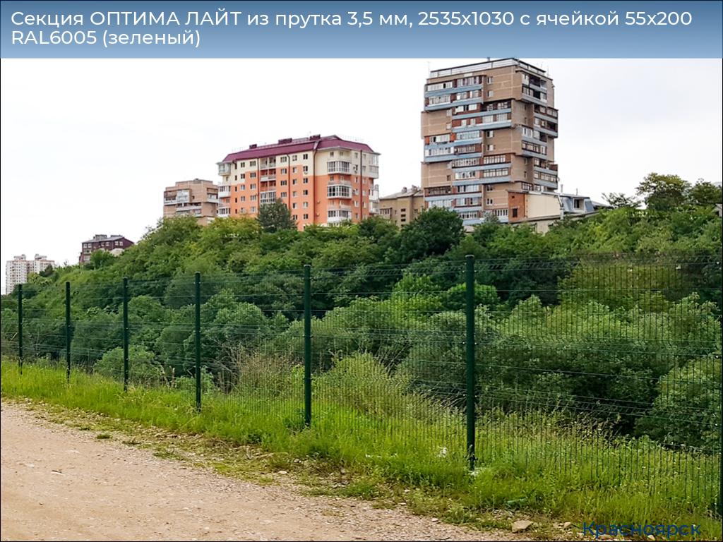Секция ОПТИМА ЛАЙТ из прутка 3,5 мм, 2535x1030 с ячейкой 55х200 RAL6005 (зеленый), www.krasnoyarsk.doorhan.ru
